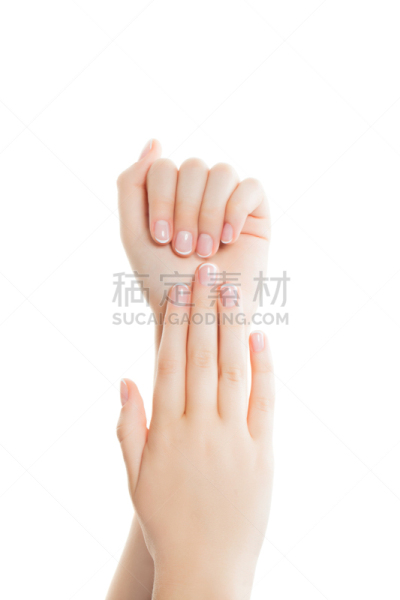 钉子,女人,白色背景,修指甲,概念,手,分离着色,完美,法式美甲,湿