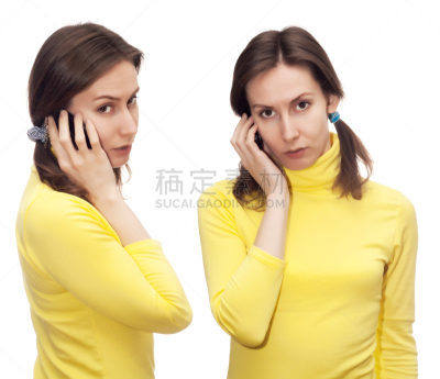 白色,女人,手机,分离着色,美,留白,艺术模特,褐色,运动竞赛,水平画幅