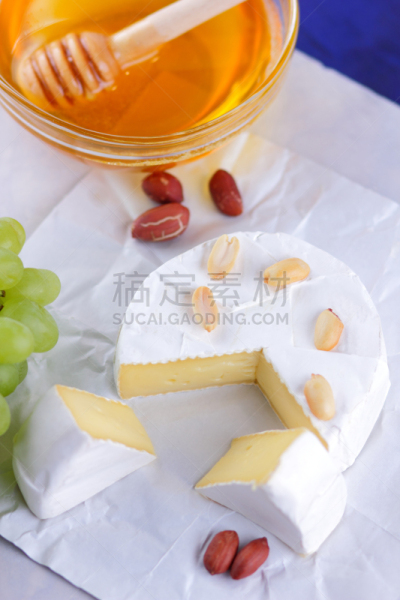 白葡萄,软乳酪,花生,奶酪,健康食物,早餐,白色背景,蜂蜜,霉菌