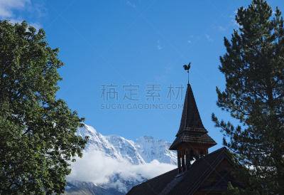 瑞士,米伦莫伦,本尼斯阿尔卑斯山,一只动物,两只动物,水平画幅,雪,少女峰,九月