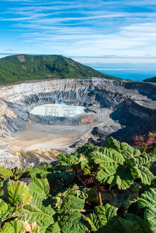 波阿斯火山,哥斯达黎加,火山,喷气孔,陨石坑,热带音乐,垂直画幅,水,天空,透过窗户往外看