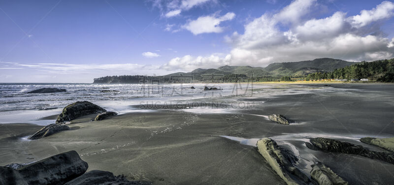 海滩,弗莱特瑞角,锡锡海滩,尼湾,华盛顿州,水平画幅,西雅图,无人,全景,户外