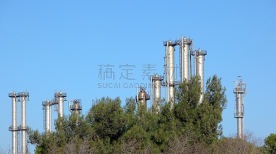 炼油厂,垃圾,天空,水平画幅,能源,火炬塔,工厂,烟,工业,燃烧的火炬