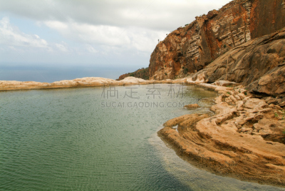 索科特拉岛,湖,岛,山,亚丁,乳香,龙血树种植物,也门,河床,高原