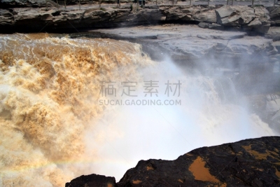 壶口瀑布,陕西省,中国,彩虹,黄河,山西省,著名自然景观,中国东北部,沟壑,水平画幅