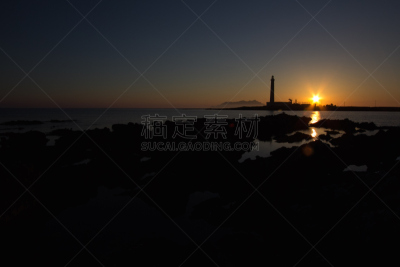 灯塔楼,法维尼亚纳,自然,悬崖,水平画幅,夜晚,无人,蓝色,夏天,建筑外部