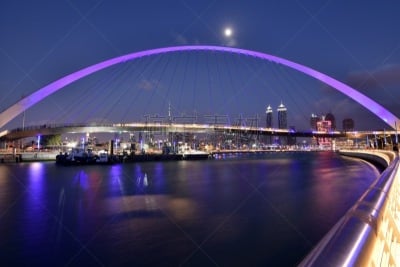 迪拜,夜晚,现代,城市天际线,欧元符号,运河,顶部,游艇码头,天空,美