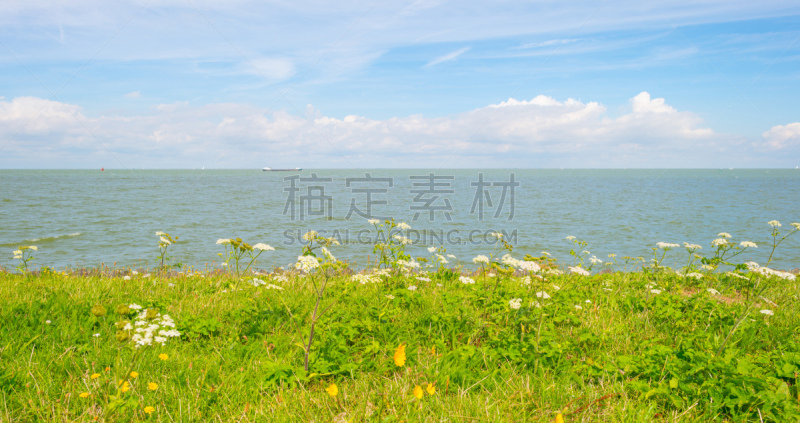 夏天,湖,堤岸,水,天空,休闲活动,水平画幅,云,无人,透视图