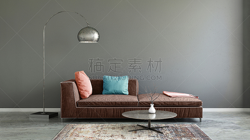 模板,沙发,空白的,柔和色,墙,留白,座位,家庭生活,灯,家具
