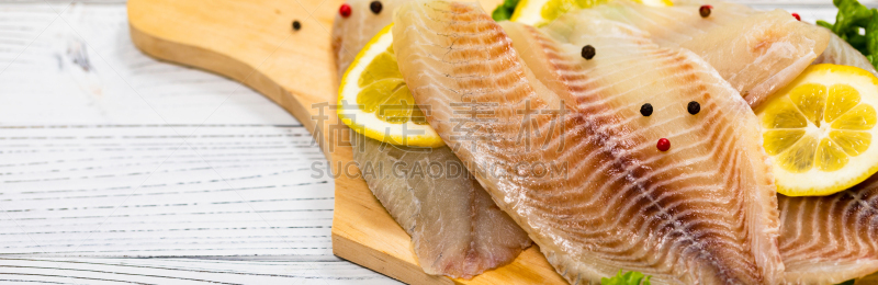 鱼类,生食,白鲑,肉片,罗非鱼,清新,蔬菜,食品,鳕鱼,柠檬