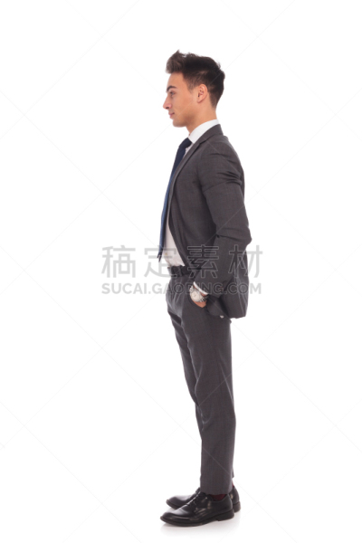 男商人,青年人,侧面视角,一排人,垂直画幅,套装,经理,男性,仅男人,仅成年人