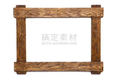 边框,木制,白色背景,空的,空白的,留白,褐色,水平画幅,无人,古老的