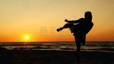 武术,水平画幅,户外,格斗运动,空手道,运动,海滩,2015年,高踢腿,日落