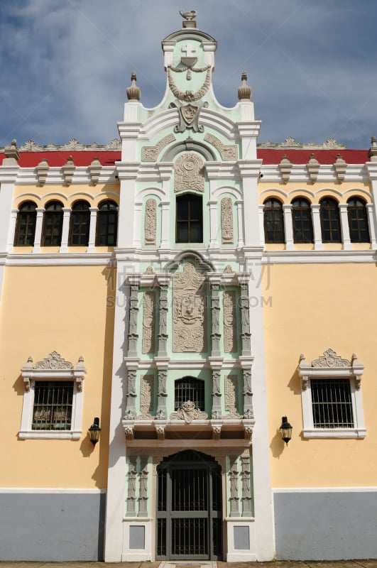 巴拿马城,殖民地式,都市风景,casco viejo,巴拿马,垂直画幅,外立面,无人,古老的