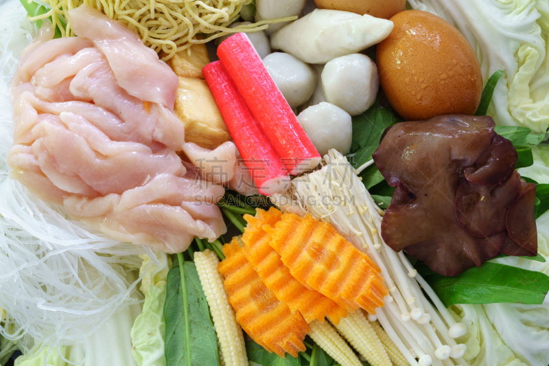 寿喜烧,材料,高雅,成分,生食,泰国人,蔬菜,菜单,清新,食品