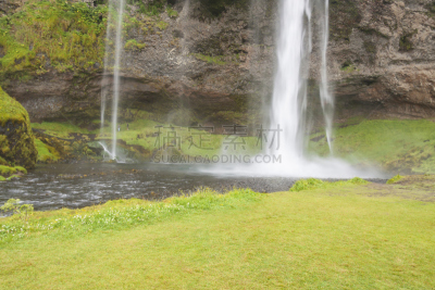 seljalandsfoss waterfall,巨大的,冰岛国,自然美,自然,水,旅游目的地,水平画幅,绿色,地形