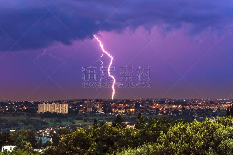 约翰内斯堡,雷雨,城市,在上面,暴风雨,南非,水平画幅,夜晚,无人,自然神力