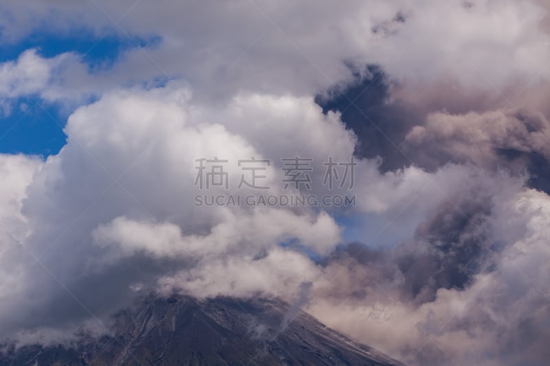 通古拉瓦火山,南美,安山岩,火神,盖丘亚印第安人,火山学,地震,丘陵,水平画幅,拆毁的