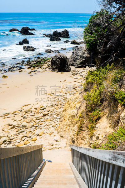 自然美,艾尔玛塔多沙滩,垂直画幅,美国,无人,洛杉矶县,夏天,户外,马里布,加利福尼亚
