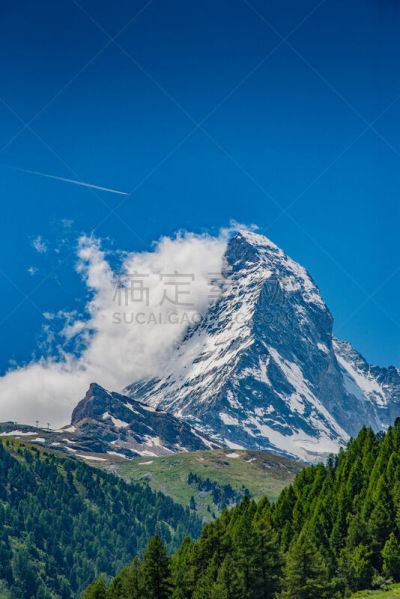 马特洪峰,垂直画幅,天空,美,云,雪,无人,户外,瑞士阿尔卑斯山,白色