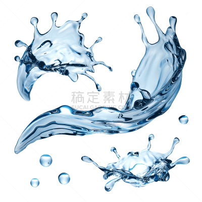 液体,水,三维图形,天气,形状,蓝色,绘画插图,抽象,湿,白色背景