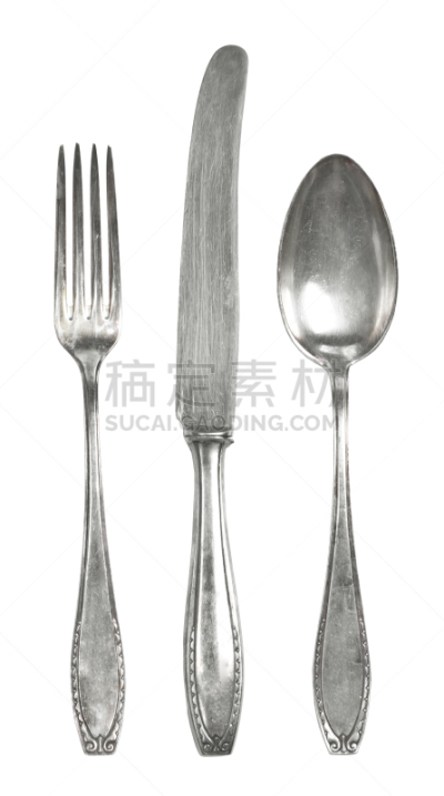 古典式,银餐具,白色背景,银色,分离着色,餐刀,背景分离,食品,拍摄环境,餐具
