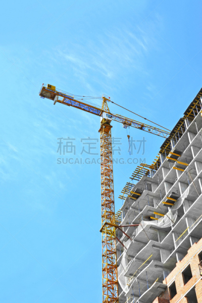 摩天大楼,起重机,建筑工地,垂直画幅,天空,新的,提举,金属,居住区,现代