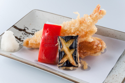 天麸罗,明虾,怀石料理,荞麦面,乌冬面,长野县,开胃品,海产,白色,晚餐