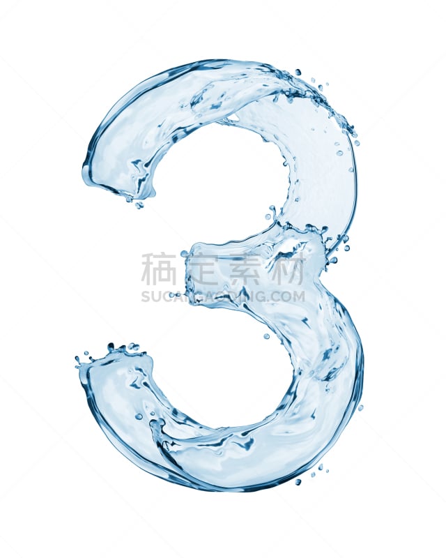 水,数字3,分离着色,白色背景,数字,垂直画幅,字母,溅,做,行动