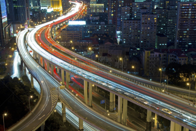 上海,高架道路,市区,未来,高视角,夜晚,市区路,城市扩张,都市风景,多车道公路
