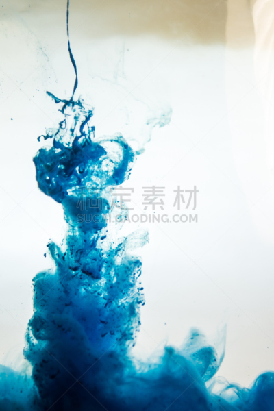墨水,蓝色,分离着色,白色背景,压克力玻璃,丙稀画,化学,飘然,技术,云