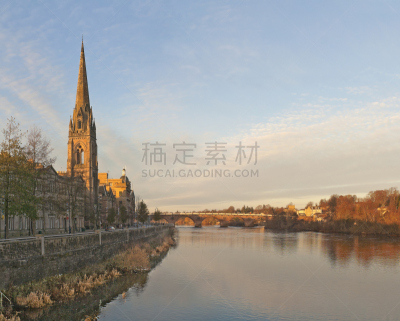 苏格兰,珀斯－苏格兰,泰河,河堤,水,天空,美,公园,水平画幅