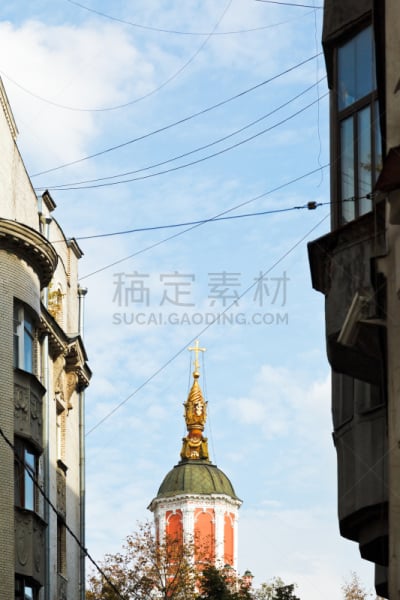 莫斯科,圆顶建筑,塔,大天使迦百利,穹顶,垂直画幅,天空,无人,十字形