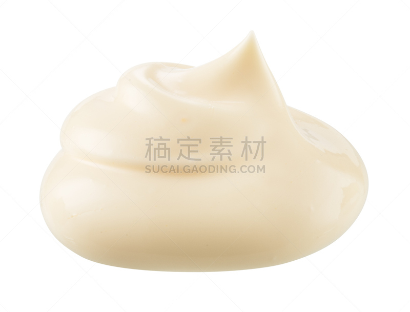 一把,蛋黄酱,背景分离,漩涡形,白色背景,凝乳,润肤露,奶油,剪贴路径,奶制品