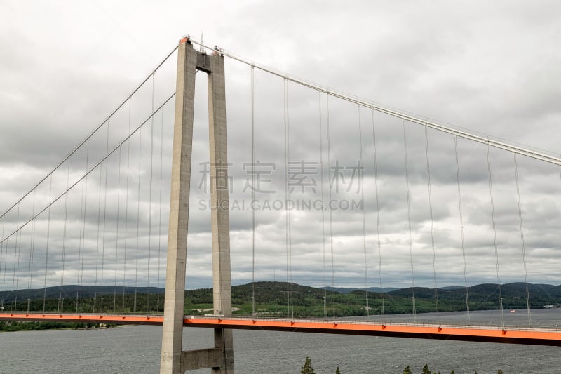 瑞典,高大的,新娘,海岸线,high coast bridge,霍加考斯特,吊桥,自然,水,水平画幅