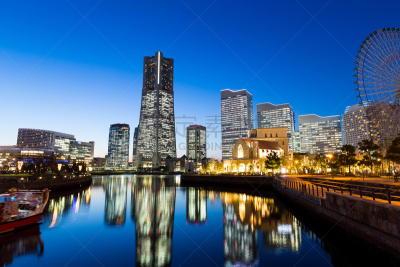 横滨,城市,夜晚,水,水平画幅,无人,户外,滨水,都市风景,现代