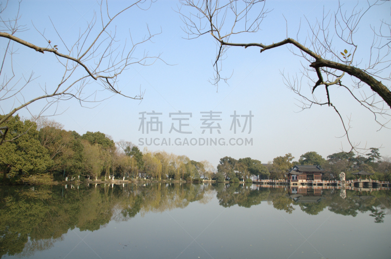 西湖,杭州,江苏省,桨叉架船,saiko lake,大运河,天空,休闲活动,枝繁叶茂,东亚