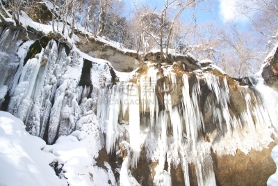 北海道,看风景,水平画幅,岩石,瀑布,日本,千岁,旅行者,户外,冰