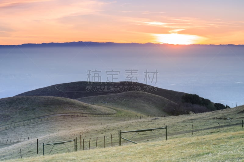 风景,硅谷,齿状山脊,看风景,密封食品,天空,圣塔克莱拉县,水平画幅,高视角,云