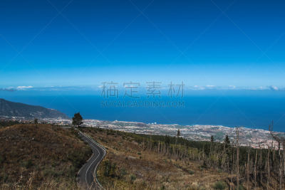 特内里费岛,火山,皮可德泰德山,山路,天空,水平画幅,无人,大西洋群岛,夏天,户外