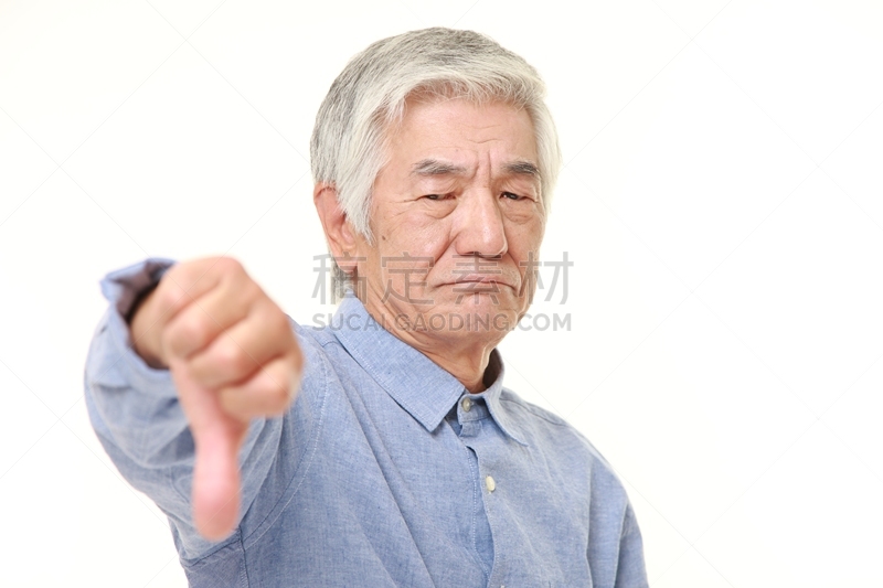 日本人,大拇指朝下,做手势,老年人,男人,水平画幅,仅男人,仅成年人,人的脸部,成年的