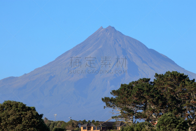 火山,塔拉纳基山,天空,水平画幅,地形,无人,蓝色,早晨,夏天,户外