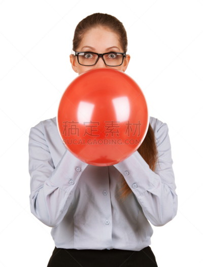 巨大的,气球,红色,女孩,垂直画幅,风,智慧,优美,情绪压力,弹性