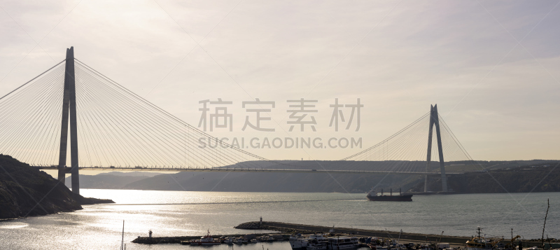 新的,伊斯坦布尔,亚武兹苏丹塞利姆大桥,长时间曝光,博斯普鲁斯大桥,天空,水平画幅,云,夜晚,无人