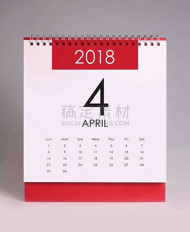 2018,四月,台历,极简构图,垂直画幅,月,数字,历日,日历,马来西亚