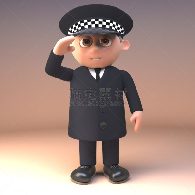 三维图形,绘画插图,卡通,制服,警官,责任,职业,军士,职权,安全