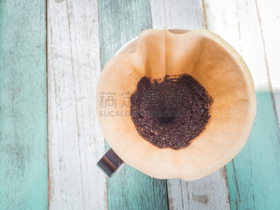 咖啡滤纸,研磨咖啡,古老的,咖啡机,水平画幅,高视角,无人,早晨,特写,泰国