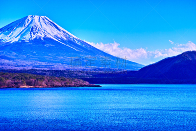 山,富士山,本栖湖,水,美,里山,水平画幅,林区,雪,无人