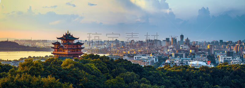 杭州,西湖,亭台楼阁,外立面,水平画幅,建筑,无人,全景,户外,城市
