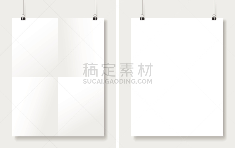 Vector set posters hanging on white wall